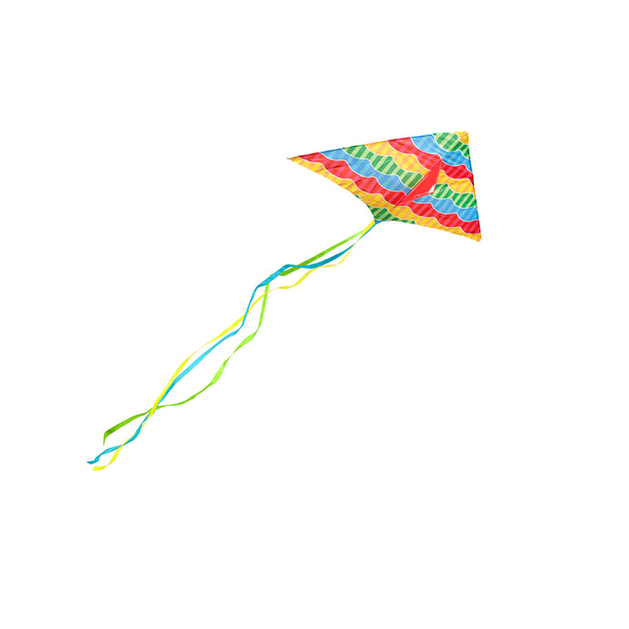 Ever Fliers Rainbow Waves Delta Kite with Tail and Reel