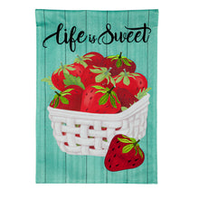 Garden Flag | Life is Sweet Strawberries Garden Burlap Flag