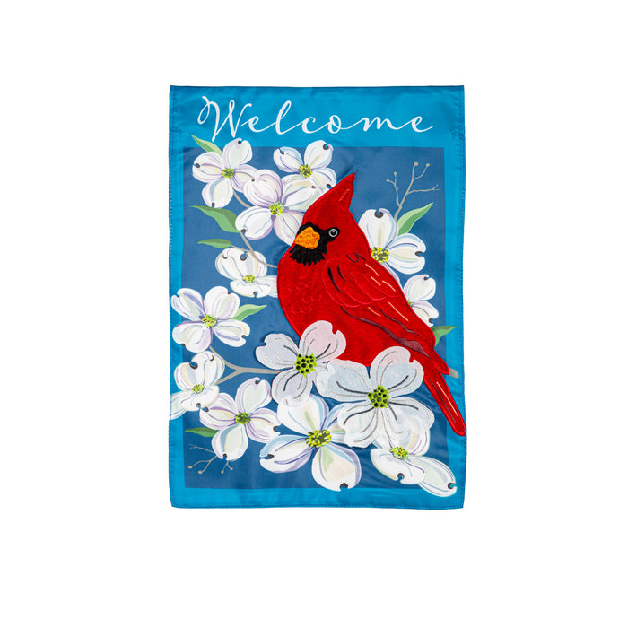 Garden Flag | Spring Dogwood Cardinal Applique Garden