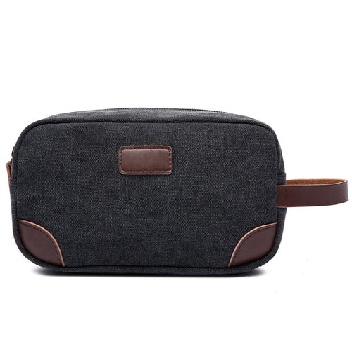Canvas and Faux Leather Dopp - Black