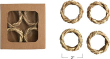 2" Round Braided Seagrass Napkin Rings, Natural
