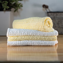100% Cotton Old Fashion Dishcloths | Set of 4: 2 Yellow, 2 White