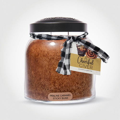A Cheerful Giver | Praline Caramel Sticky Buns Scented Candle - 34 oz, Double Wick, Papa Jar
