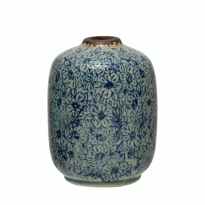 Terra-cotta Vase with Floral Pattern Small