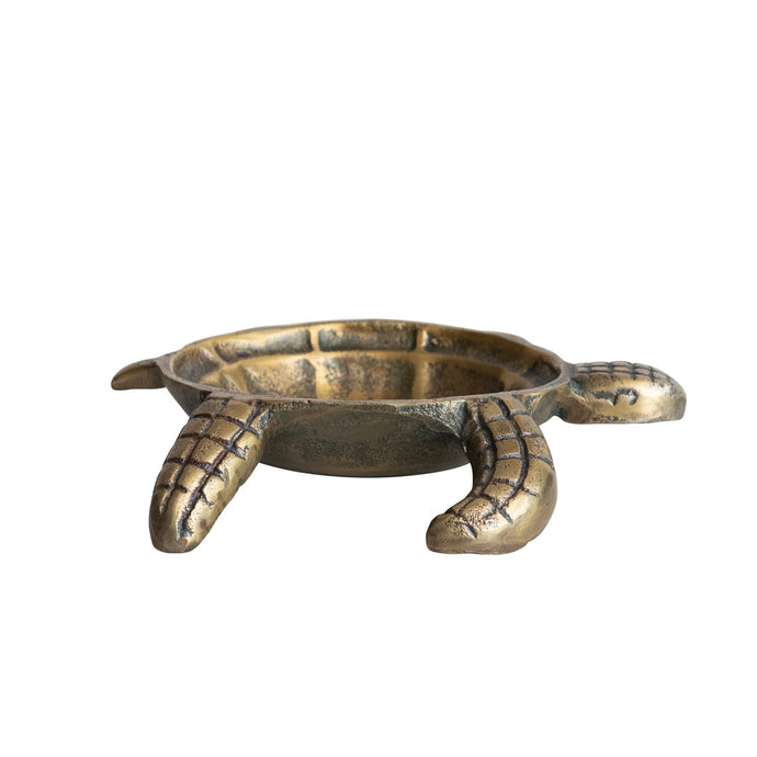 Cast Aluminum Tortoise Dish, Antique Brass Finish