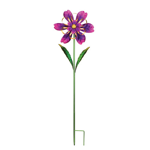 Ribbon Flower Spinner Stake - Purple