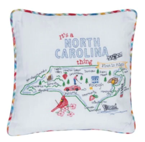 North Carolina Embroidered Pillow