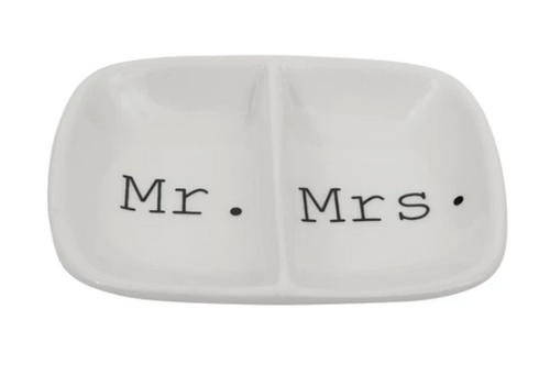 Mr./Mrs. Ceramic 2-Section Dish